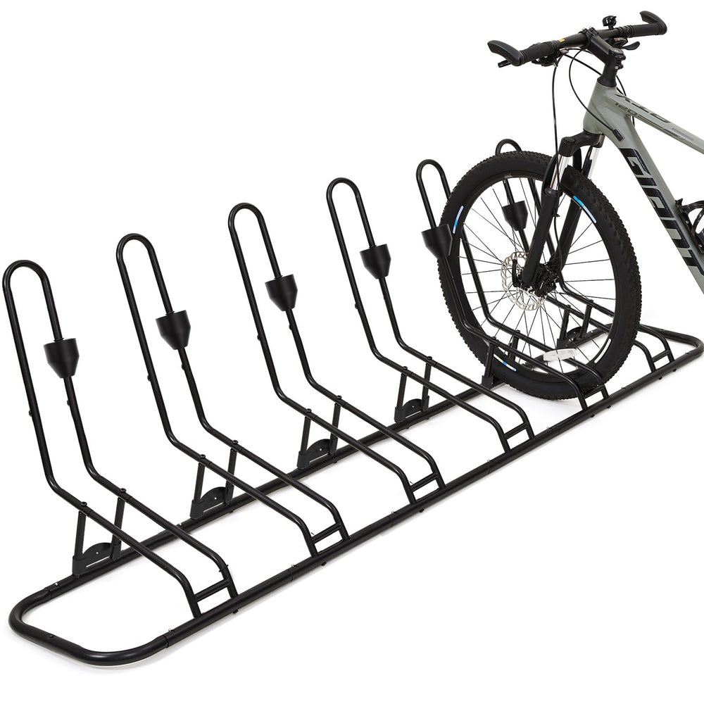 Kingarage front view of six-bike rack showing organized storage and space savings