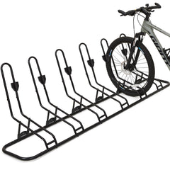Kingarage front view of six-bike rack showing organized storage and space savings