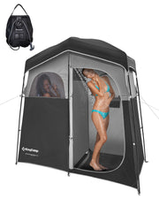 KingCamp front view showing packed tent and benefits of portability