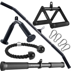 Kinglotus complete attachment set front view showing all components and organized layout, enhancing workout variety