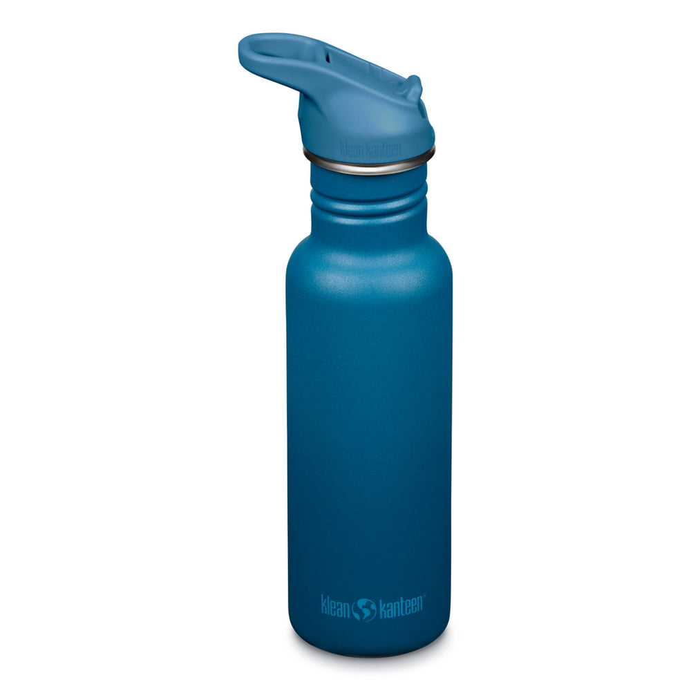 Klean Kanteen Corsair front view showing bottle and sport cap, durable and portable