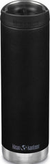 Klean Kanteen front view showing sleek black finish and logo benefit durable design