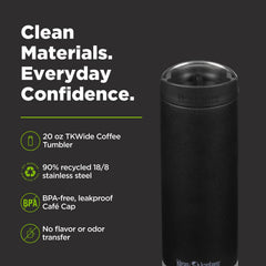Klean Kanteen side profile highlighting tapered base for easy cup holder fit