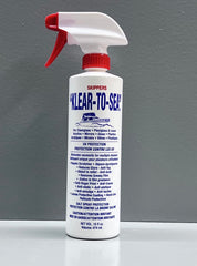 Klear-To-Sea spray bottle front label showing cleaner and UV-protection benefit
