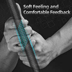 KNLY grip in golfer hand demonstrating secure hold and comfort during swing
