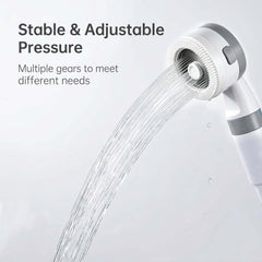 Koala Gear close-up of adjustable shower head with scrub bristles for effective rinsing