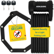 KOHLBURG folded lock front view showing compact storage and easy carry benefit