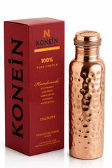 KONEIN copper bottle front view showing elegant hammered look and durable design