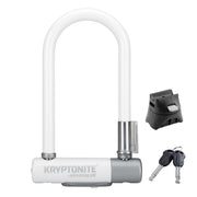 Kryptonite Kryptolok Mini-7 front view showing compact white U-lock and security benefit
