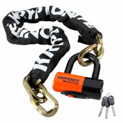 Kryptonite front view of lock and chain showing robust protection