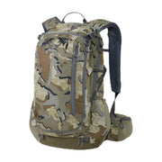 KUIU pack front view showing compact 25L layout and quick-access pockets for efficient carry