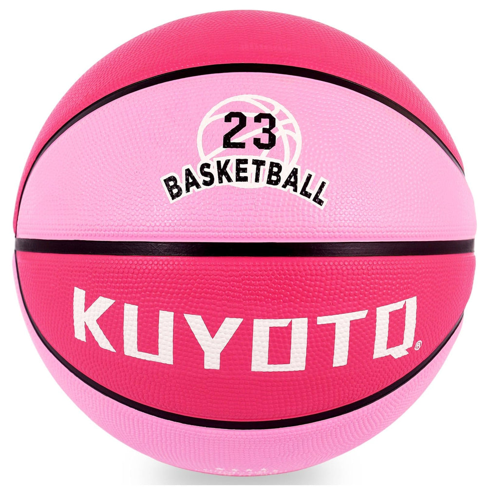 KUYOTQ front view of pink youth basketball showing color and branding, easy identification benefit