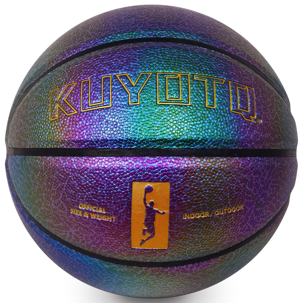 KUYOTQ front view of shiny purple basketball showing vibrant finish and visibility