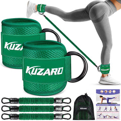 KUZARO front packaging showing full ankle band set and accessories for convenient workouts