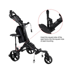 KVV seat installed on E-GT3070 cart demonstrating convenient use