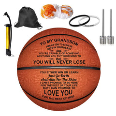 KWOOD front view customized basketball showing engraved name and lasting gift