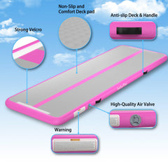 kxbyToy mat with gymnast kneeling beside it for scale, shows size and usable area