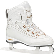 Lake Placid front profile white gold skates showing clean design and ankle support