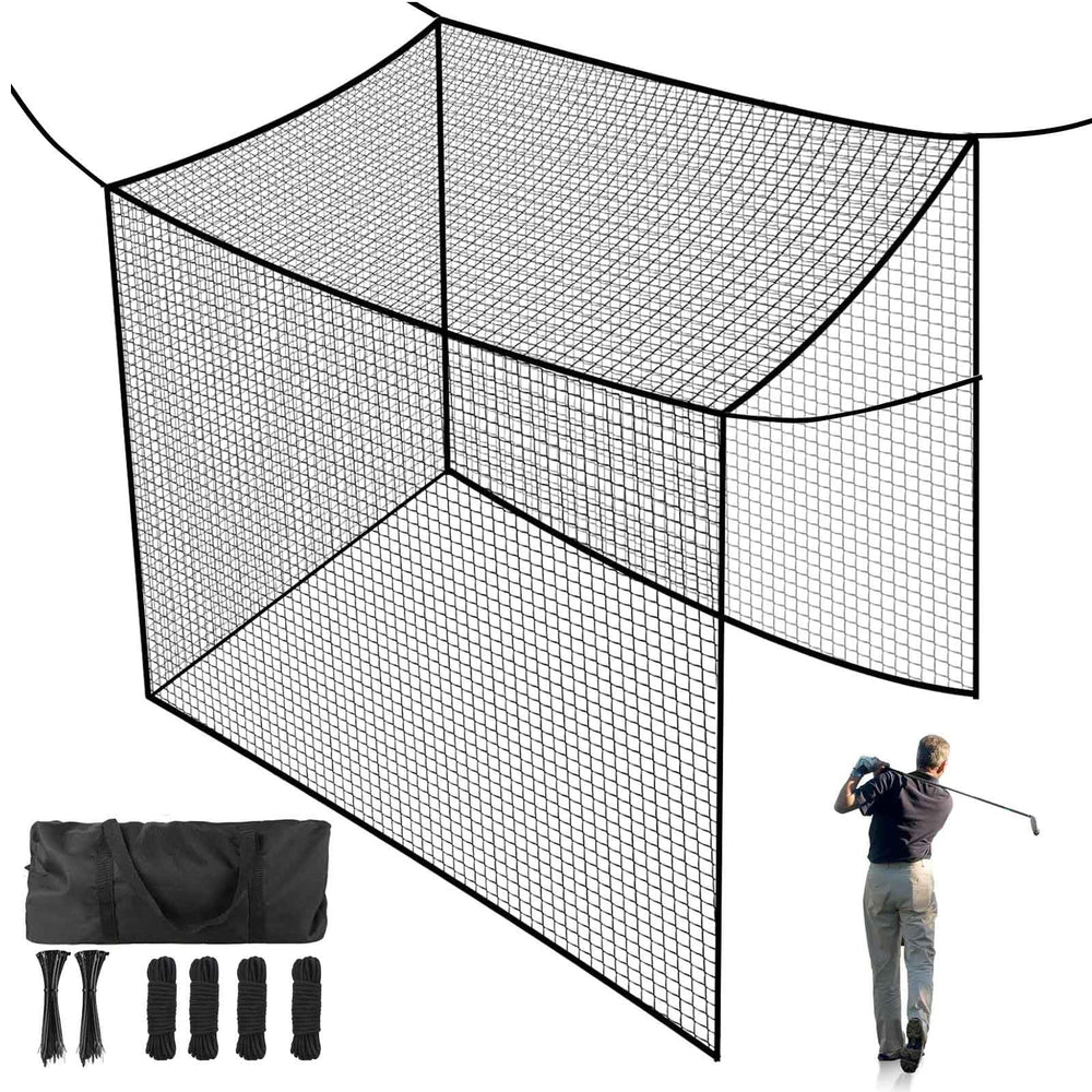 LalaKoo front view of 10x10x10ft golf net showing full coverage and protection