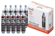 Lancer Tactical front pack view showing ten 33g CO2 cartridges and clear labeling for reliability