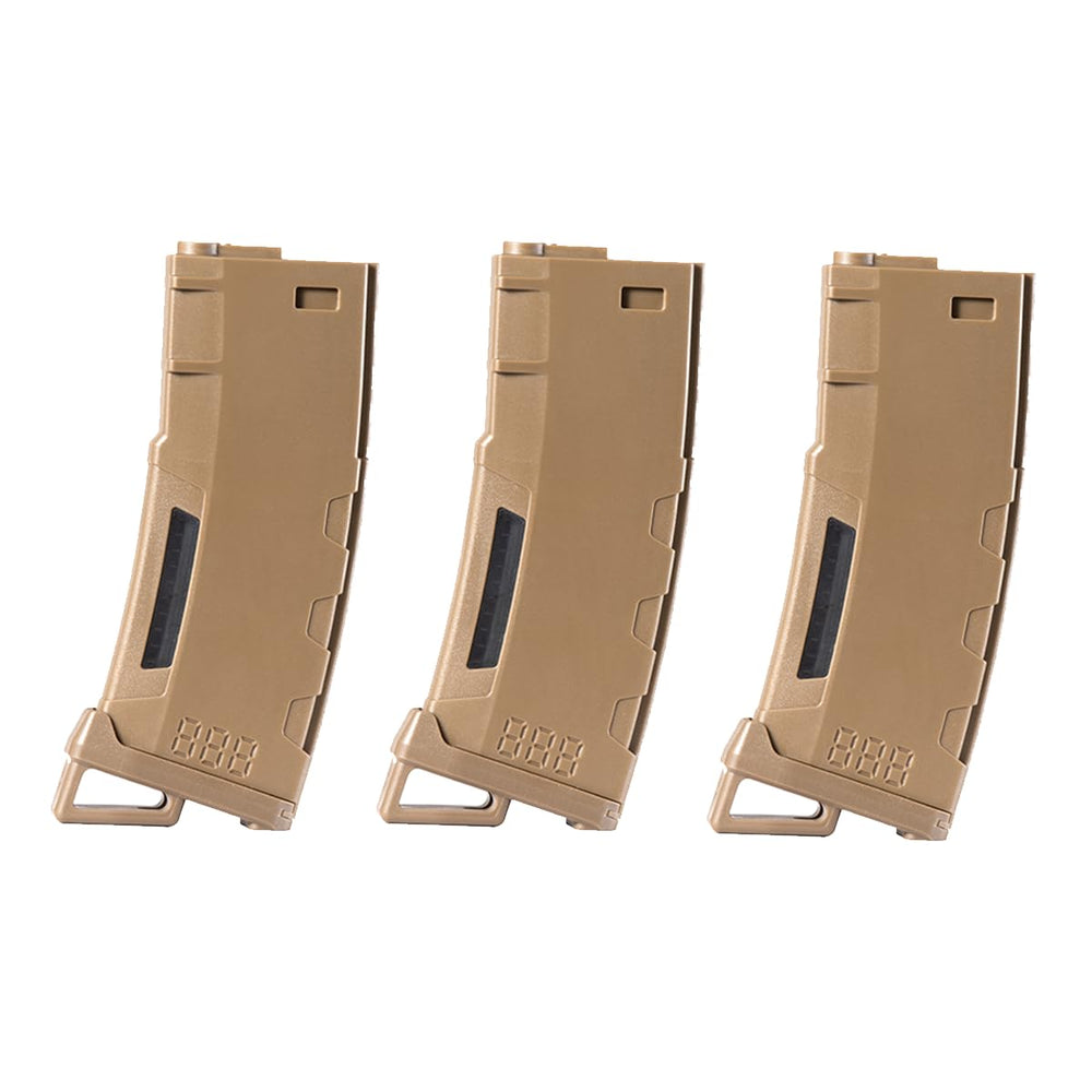 Lancer Tactical tan magazine front profile with clear window showing BB count for faster reloads