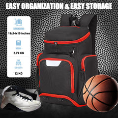 LARIPOP close-up of mesh ball holder securing a basketball for quick access
