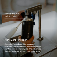 LARQ cutaway view illustrating vacuum-insulated stainless steel keeping drinks cold