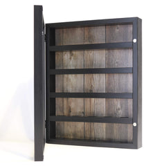 Lawrence Frames open hinged glass showing magnetic closure and easy ball access