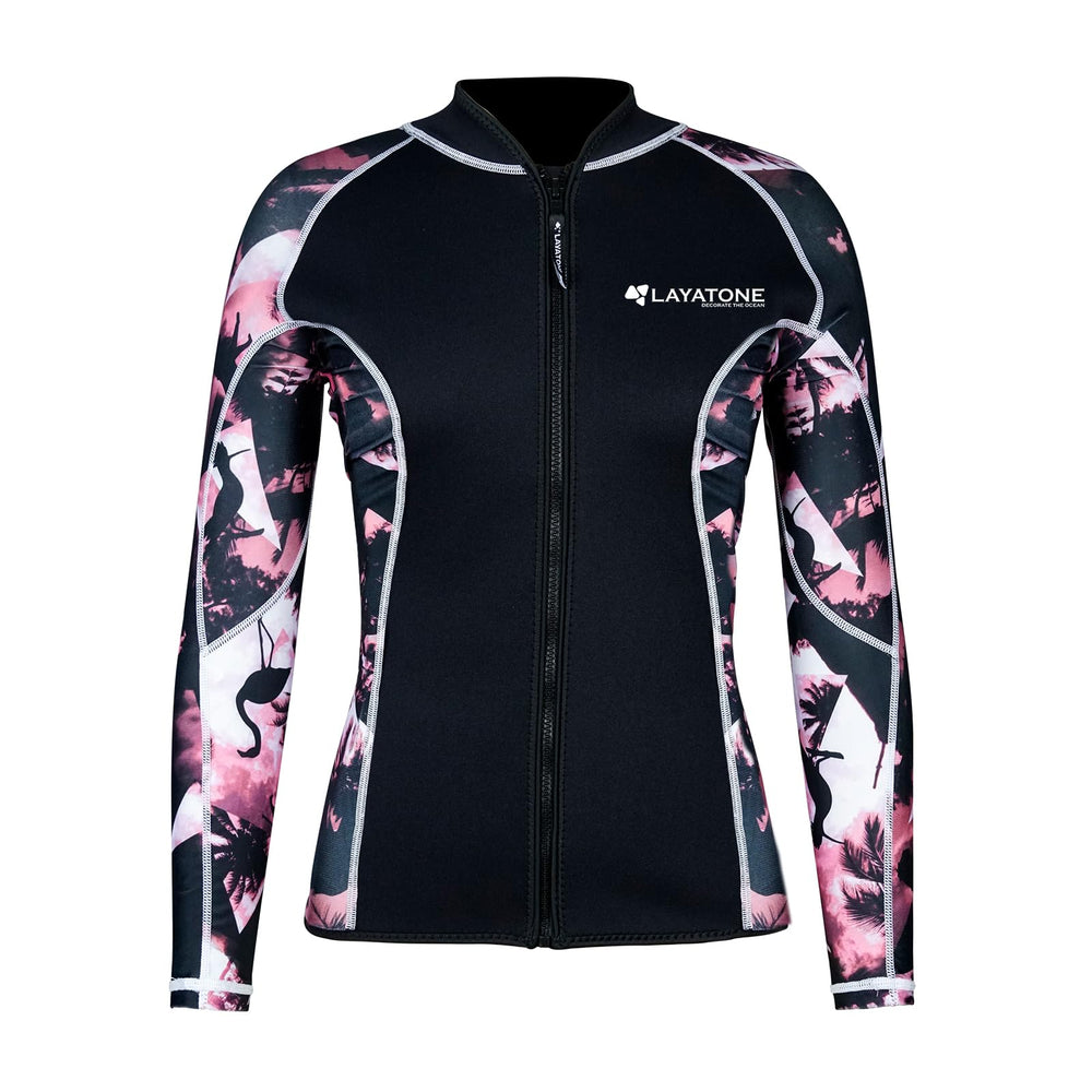 LayaTone front view wetsuit top showing fit and streamlined profile benefit mobility