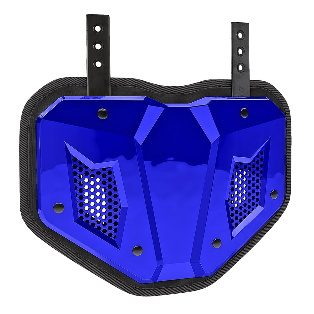 LeCool front view chrome blue back plate showing protective coverage and polished finish