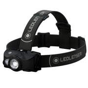 Ledlenser MH8 front view showing lamp head and lens for bright beam control