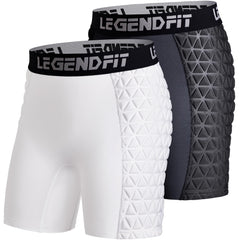 Legendfit front view of shorts showing fit and low-profile padding for protection