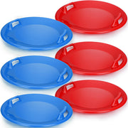 Lenwen front view of red and blue sleds showing pack and brand visibility for group use