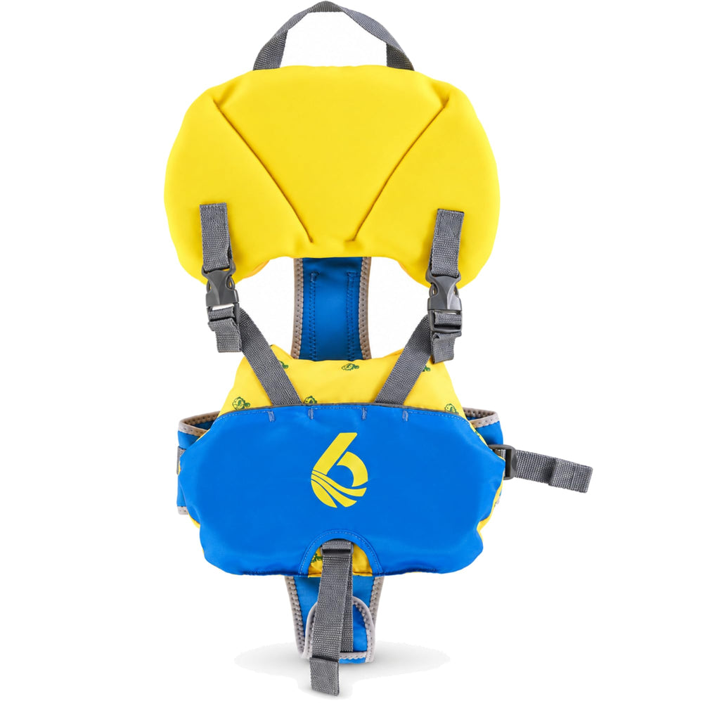 Level Six yellow infant flotation aid front view showing fit and comfort