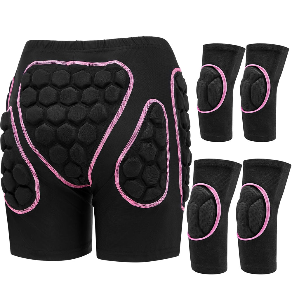 Lewtemi front view of the three-piece kit showing hip shorts and pads, clear protection