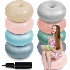 Lewtemi front view of eight donut seats in Morandi colors showing compact set and portability