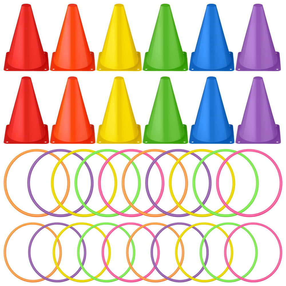 Leyndo front view of cones and rings showing colorful kit for quick setup