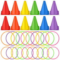 Leyndo front view of cones and rings showing colorful kit for quick setup