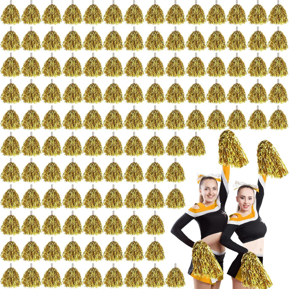 Leyndo front view of gold pom pom bundle showing shiny team-ready props