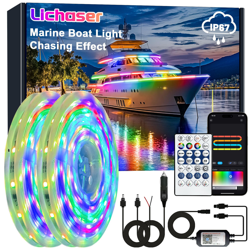 Lichaser 33ft strip front view showing full length and color versatility for customization
