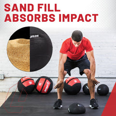 Lifeline ball beside dumbbells to show scale and portability for versatile home workouts