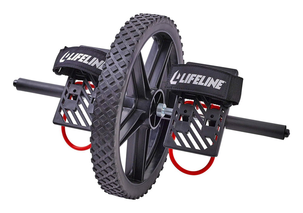 Lifeline Power Wheel front view showing wheel and grips, highlights versatility