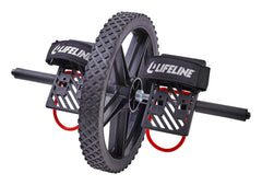 Lifeline Power Wheel front view showing wheel and grips, highlights versatility