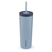 LifeStraw front view of Icelandic Blue tumbler showing sleek insulated body and brand benefit