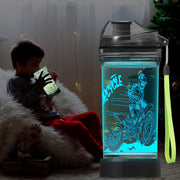 Lightzz dirt bike bottle front view showing bright design and durable build