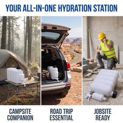 LIMUXCG portable station in use at campsite providing convenient hand hygiene outdoors