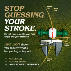 Line Lion placed on an indoor putting mat demonstrating versatile surface use