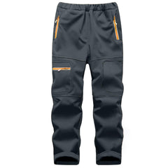 linlon front view gray pants showing waterproof protection and clean profile