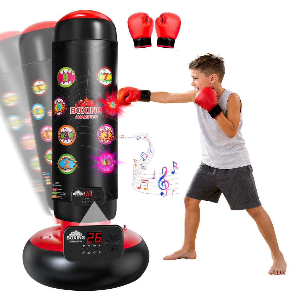 LIPIK front view of inflatable punching bag showing display and ease of play