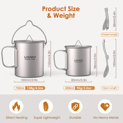 Lixada folded spork next to mug lid demonstrates compact storage convenience